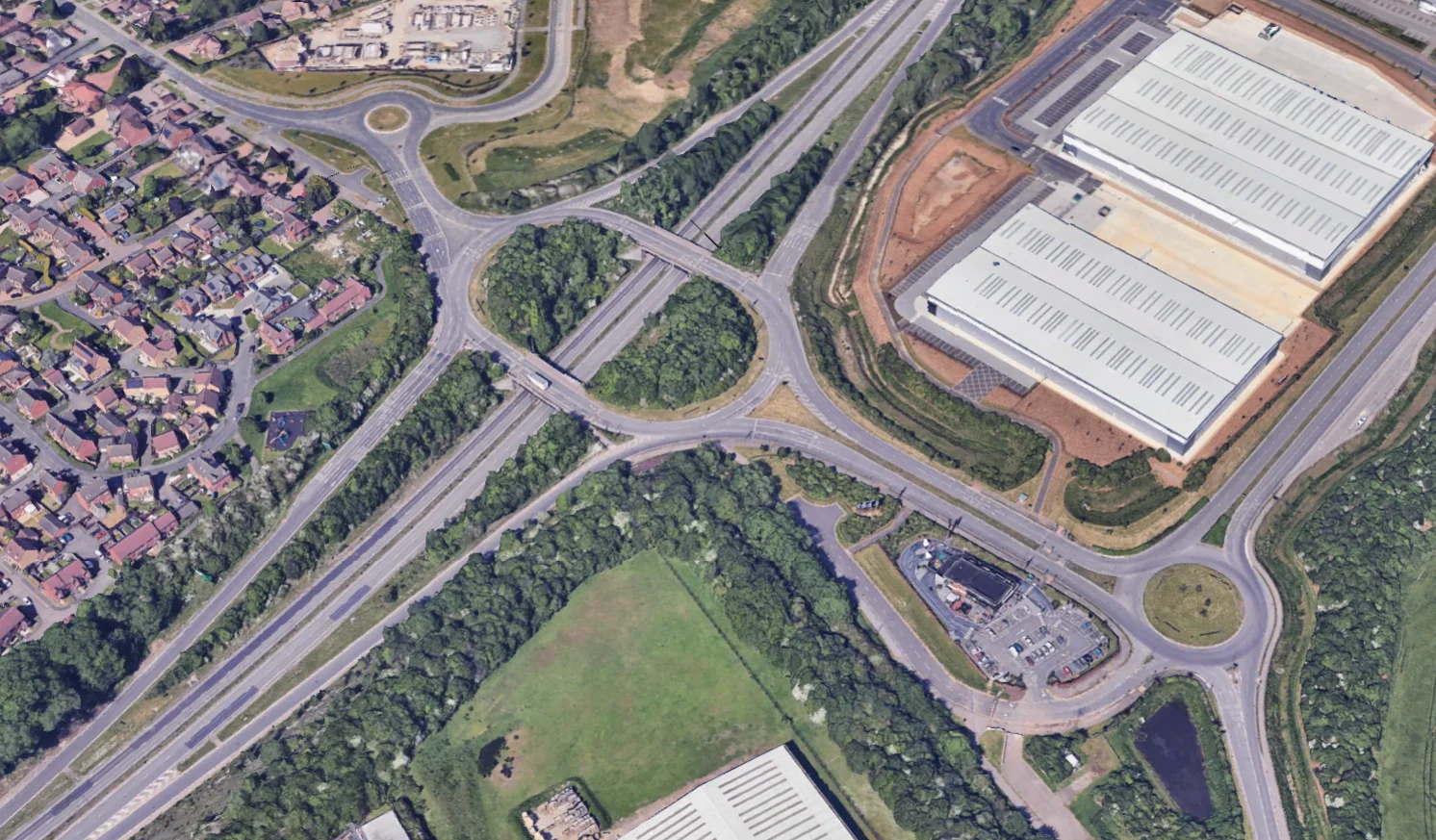 The A14 junction 10 route in the driving sim
