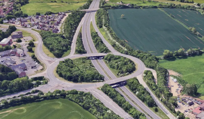 Aerial view of Junction 7, coming to the driving sim