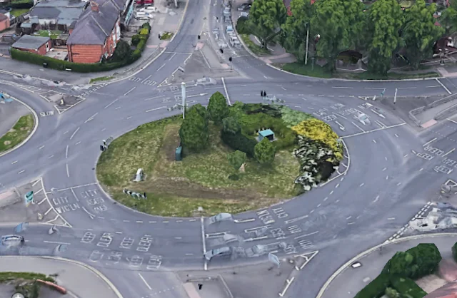 The Pork Pie Roundabout route in the driving sim